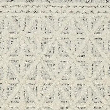 8' X 10' Ivory And Black Wool Geometric Tufted Handmade Stain Resistant Area Rug