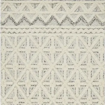 8' X 10' Ivory And Black Wool Geometric Tufted Handmade Stain Resistant Area Rug