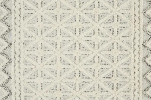 10' X 14' Ivory And Black Wool Geometric Tufted Handmade Stain Resistant Area Rug