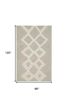 8' X 10' Gray And Ivory Wool Geometric Tufted Handmade Stain Resistant Area Rug