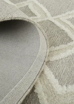 9' X 12' Gray And Ivory Wool Geometric Tufted Handmade Stain Resistant Area Rug