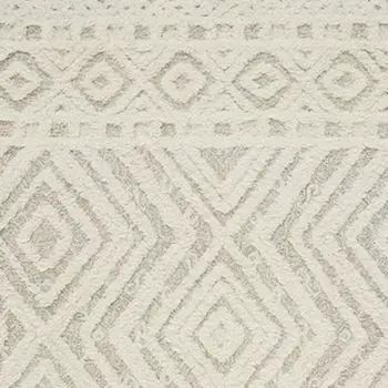 5' X 8' Ivory And Tan Wool Geometric Tufted Handmade Stain Resistant Area Rug