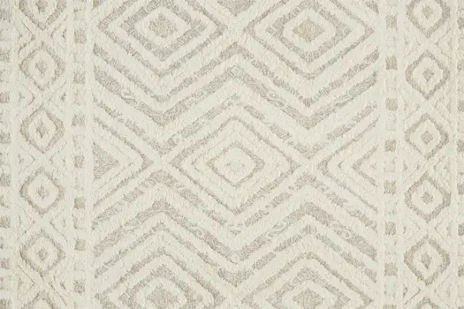 5' X 8' Ivory And Tan Wool Geometric Tufted Handmade Stain Resistant Area Rug