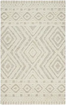 12' X 15' Ivory And Tan Wool Geometric Tufted Handmade Area Rug