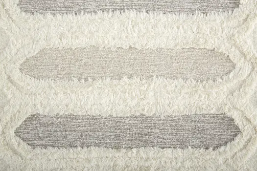 8' X 10' Gray and Ivory Wool Geometric Hand Tufted Area Rug