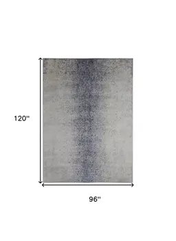 8' X 10' Ivory and Blue Abstract Power Loom Non Skid Area Rug