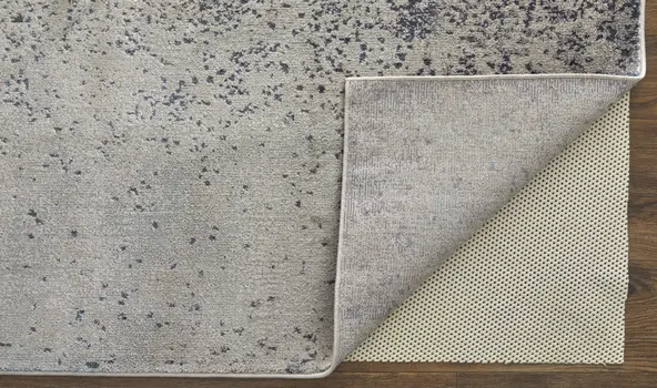 8' X 10' Ivory and Blue Abstract Power Loom Non Skid Area Rug