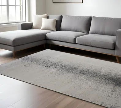 8' X 10' Gray and Ivory Abstract Power Loom Non Skid Area Rug