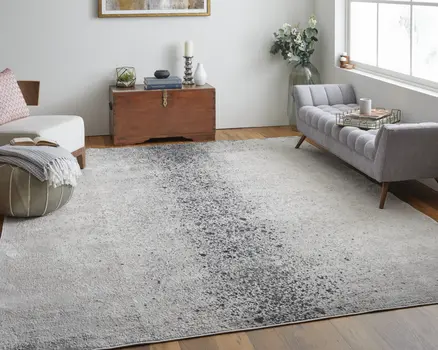 8' X 10' Gray and Ivory Abstract Power Loom Non Skid Area Rug