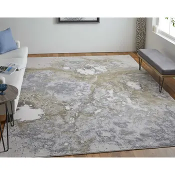 10' X 13' Gray Abstract Area Rug