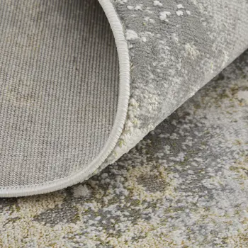 8' Gray and Ivory Abstract Power Loom Non Skid Runner Rug