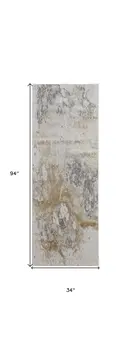8' Gray and Ivory Abstract Power Loom Non Skid Runner Rug