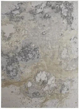 12' X 15' Gray and Ivory Abstract Power Loom Area Rug