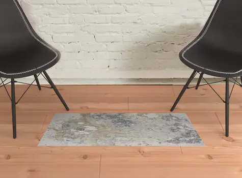 2' X 3' Gray Abstract Area Rug