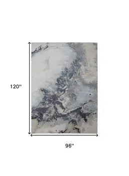 8' X 10' Ivory Black and Gray Abstract Area Rug