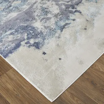8' X 10' Ivory Black and Gray Abstract Area Rug