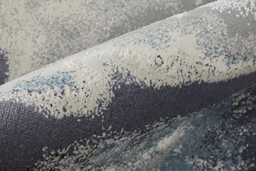 8' Blue and Ivory Abstract Power Loom Non Skid Runner Rug