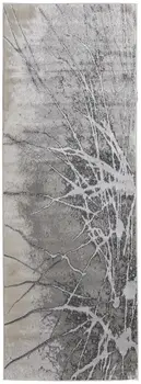 8' Gray and Ivory Abstract Power Loom Non Skid Runner Rug