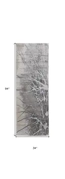 8' Gray and Ivory Abstract Power Loom Non Skid Runner Rug
