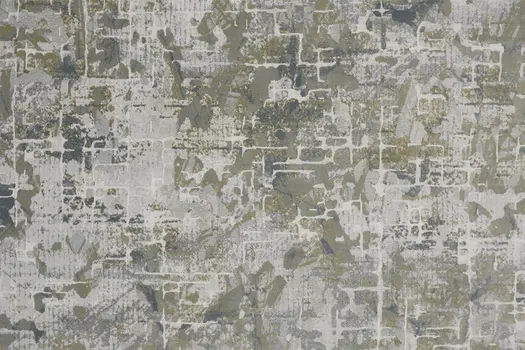 2' X 3' Green Gray And Ivory Abstract Distressed Stain Resistant Area Rug