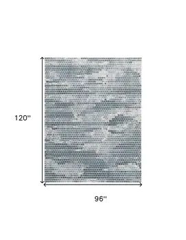 8' X 10' Blue And Gray Polka Dots Distressed Stain Resistant Area Rug