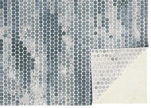 2' X 3' Blue And Gray Polka Dots Distressed Stain Resistant Area Rug