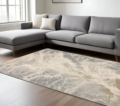8' X 10' Gray and Ivory Abstract Non Skid Area Rug