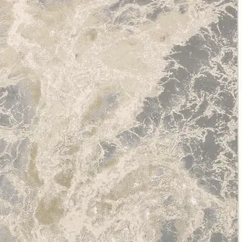 7' X 10' Ivory Silver And Gold Abstract Stain Resistant Area Rug