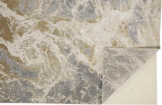 9' X 12' Ivory Silver And Gold Abstract Area Rug