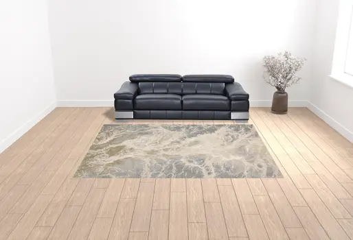 9' X 12' Ivory Silver And Gold Abstract Area Rug