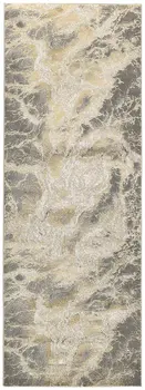 8' Gold and Ivory Marble Power Loom Runner Rug