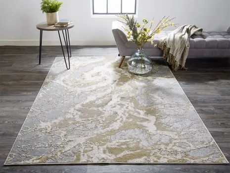 13' X 20' Gray and Ivory Abstract Area Rug