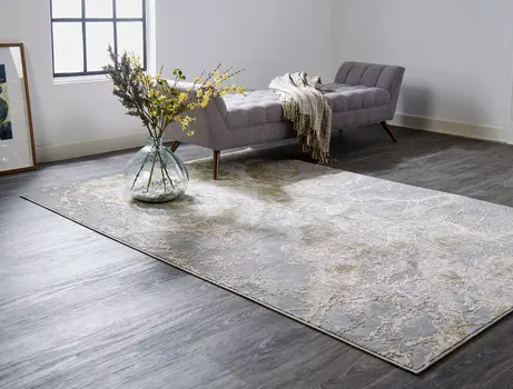 13' X 20' Gray and Ivory Abstract Area Rug