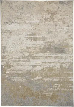 4' X 6' Ivory Gold And Gray Abstract Area Rug