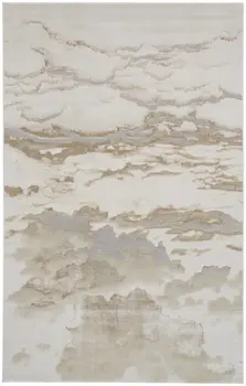 4' X 6' Ivory Tan And Gray Abstract Area Rug
