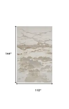 9' X 12' Ivory Tan And Gray Abstract Area Rug