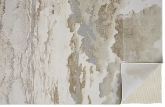 9' X 12' Ivory Tan And Gray Abstract Area Rug