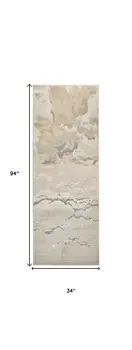 8' Brown and Ivory Abstract Power Loom Runner Rug
