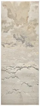 8' Brown and Ivory Abstract Power Loom Runner Rug
