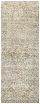 8' Gold and Ivory Medallion Power Loom Runner Rug