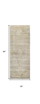 8' Gold and Ivory Medallion Power Loom Runner Rug