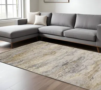 8' X 10' Gray and Ivory Abstract Non Skid Area Rug