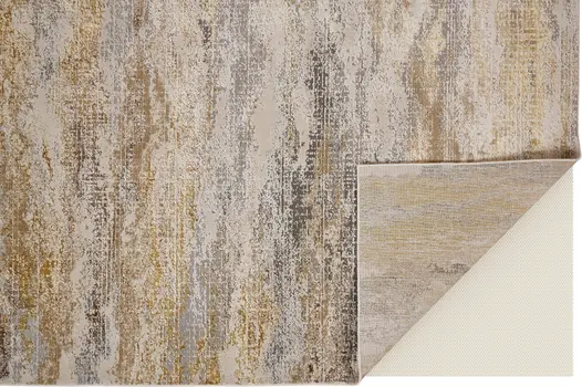9' X 12' Gold Gray And Ivory Abstract Area Rug