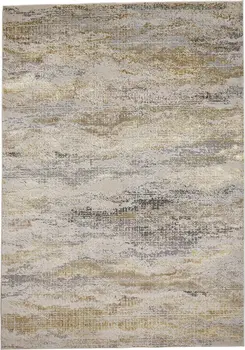 9' X 12' Gold Gray And Ivory Abstract Area Rug