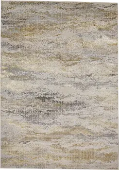 9' X 12' Gold Gray And Ivory Abstract Area Rug