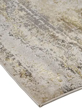 12' X 15' Gold Gray And Ivory Abstract Stain Resistant Area Rug