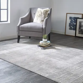 7' X 10' Gray and Ivory Abstract Non Skid Area Rug