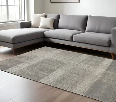 12' X 15' Gray And Ivory Abstract Area Rug