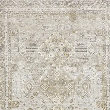 4' X 6' Gold and Ivory Floral Non Skid Area Rug