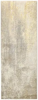 8' Gold and Ivory Abstract Power Loom Runner Rug
